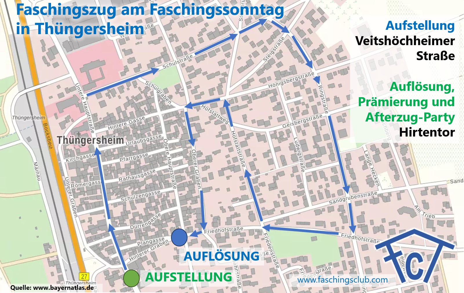 Streckenverlauf Faschingszug Thungersheim